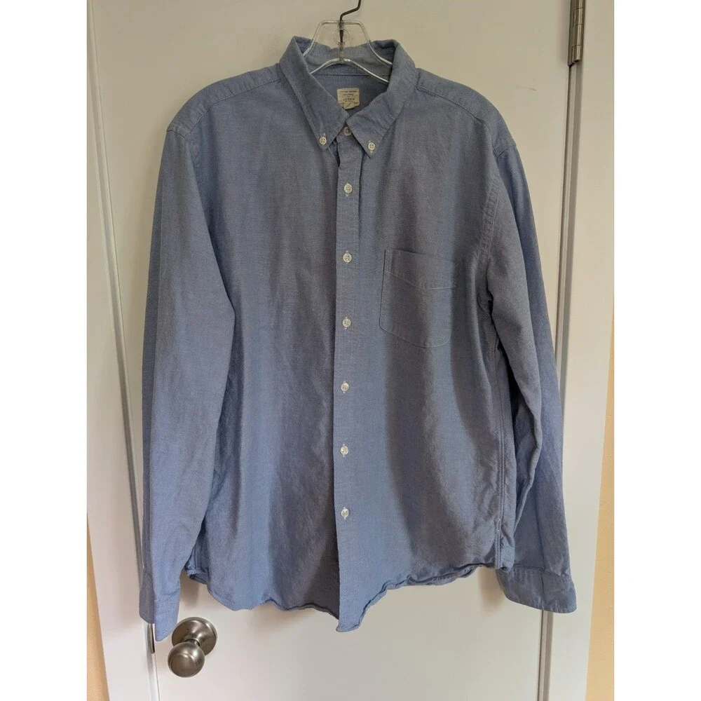 J. Crew Vintage Oxford Button Down Shirt L Blue Tailored Fit 100% Cotton Resort